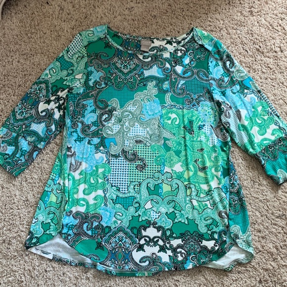Chico's Tops - Chico's Vibrant Green Patterned Blouse